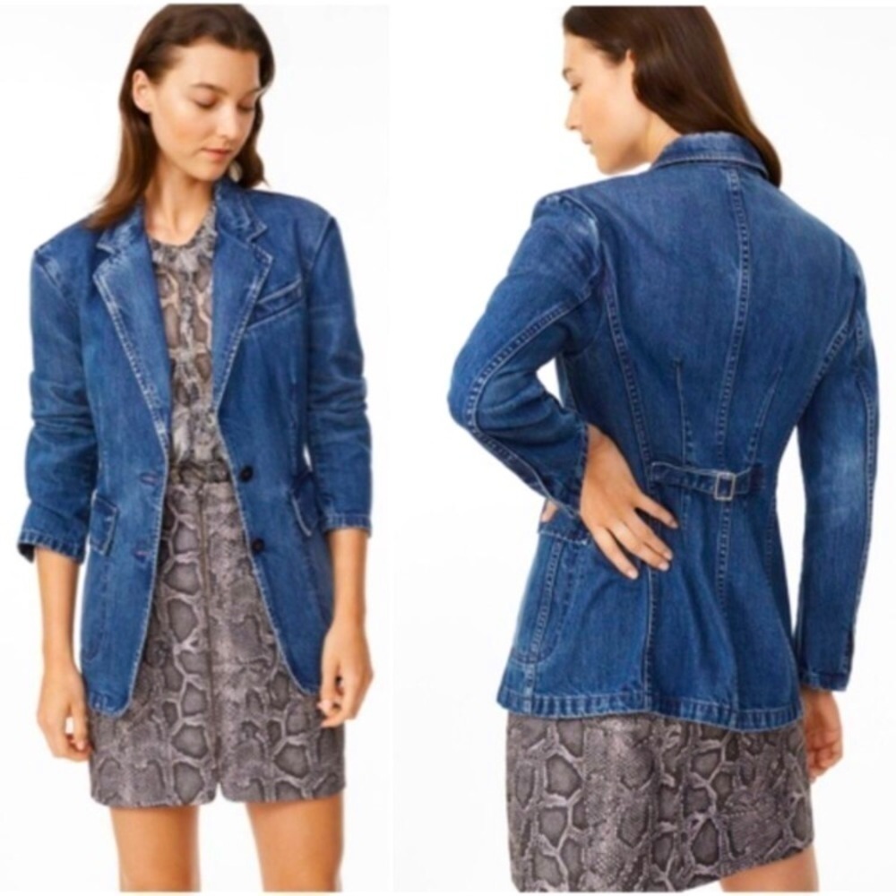 La Vie by Rebecca Taylor Blue Classic Denim Jean Academia Jacket Size Small NWOT
